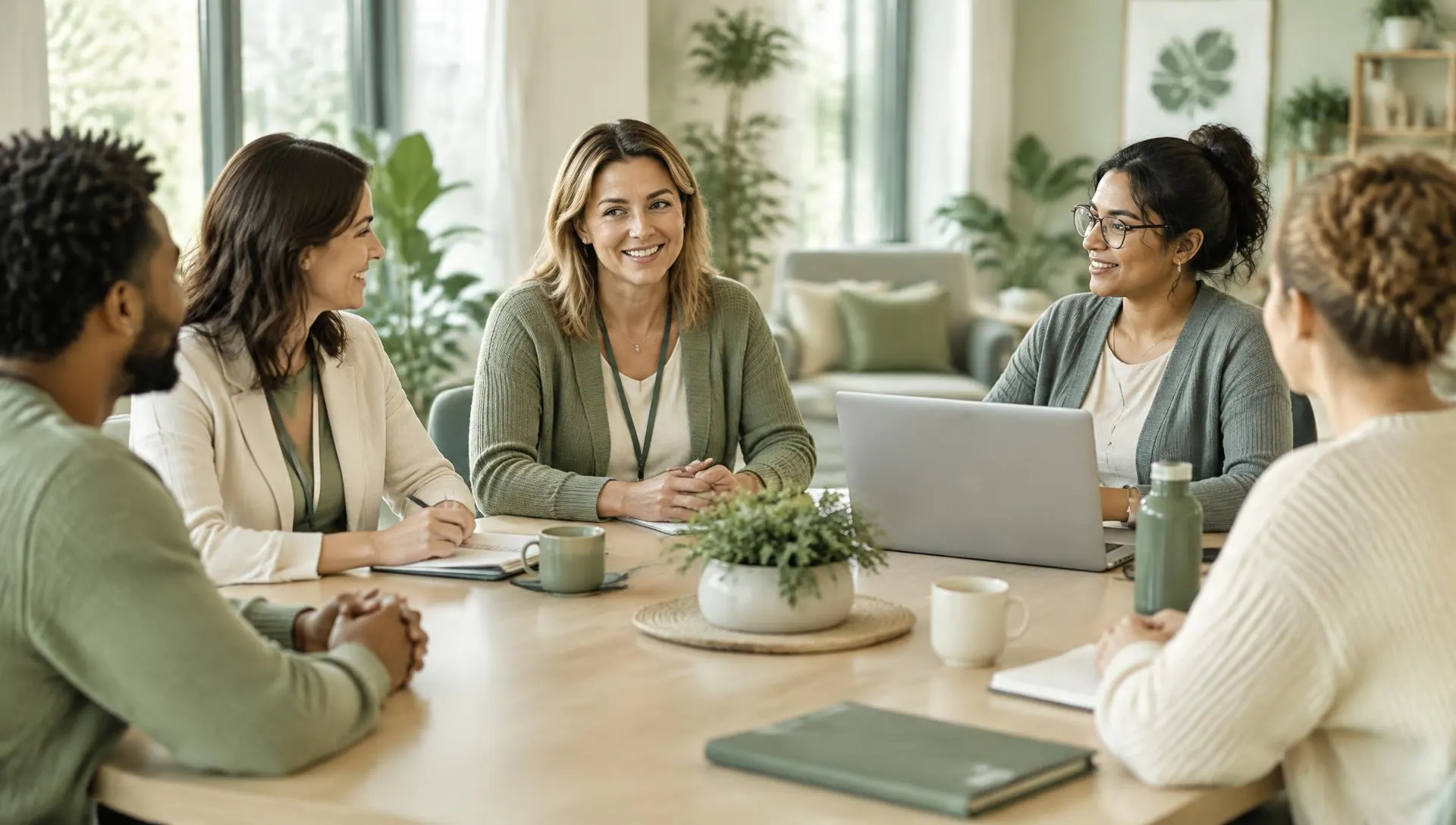 Team meeting about employee mental health support