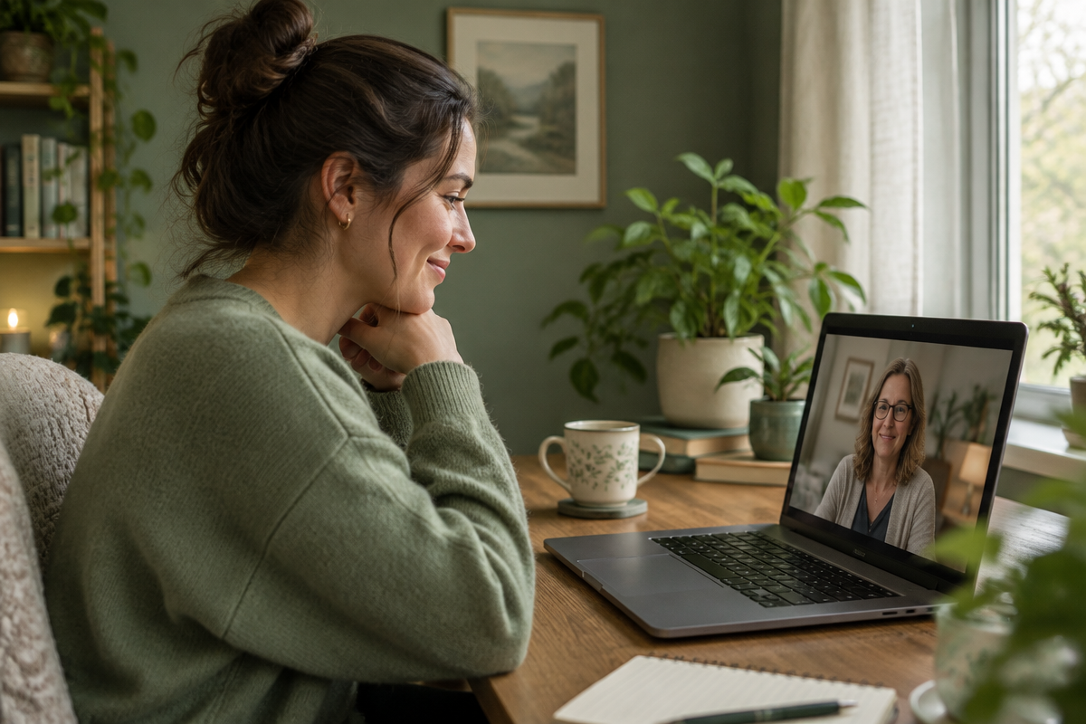 A licensed therapist meeting with an employee in a private session