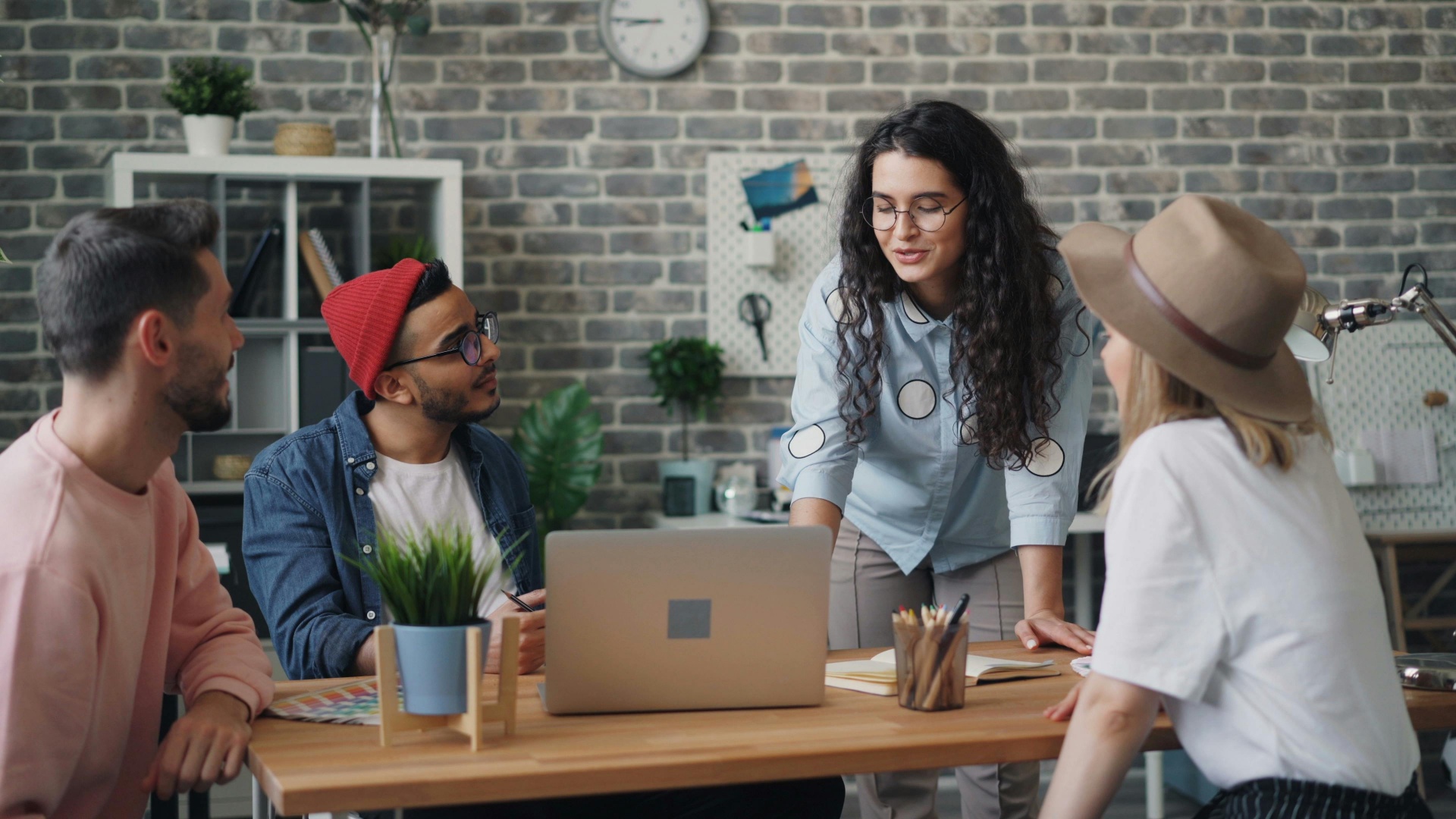 Team collaborating in a modern workspace